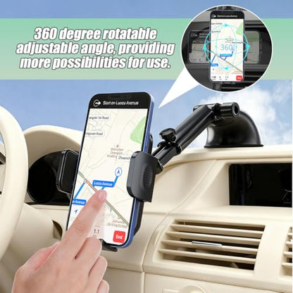 Car Phone Holder, Strong Suction Cup Vehicle Windshield Dashboard Air Vent Cellphone Mount, 360° Rotating Adjustable Smartphone Holder, Universal Automotive Accessories (Red) - color: Red