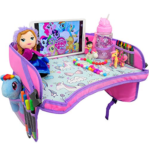 ecoZen Lifestyle Pink Toddler Lap Desk Organizer for Car and Airplane - Kids Travel Tray & Road Trip Carseat Table - Kids Travel Essentials - Car Seat Tray - Carseat Table Top for Toddler - color: Pink