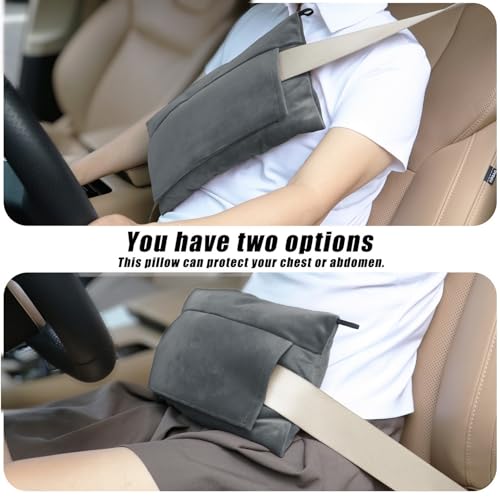 Super Soft Seatbelt Pillow, Seat Belt Pillow for Mastectomy Post-Surgery, Seat Belt Cushion for Heart Surgery Recovery, Hysterectomy Abdominal Incision Recovery Seatbelt (Dark Gray, Large) - color: Dark Gray