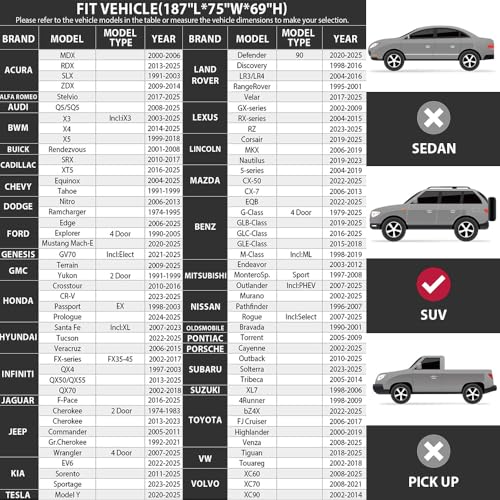 Heavy-Duty SUV Car Cover Waterproof All Weather for Universal SUV, Outdoor Rain Sun Snow UV Protection, Indoor Dust and Scratch Resistant YL (187 * 75 * 69 inch)