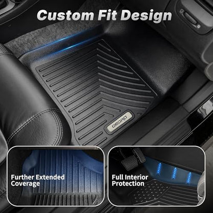 OEDRO Floor Mats Fit for 2019-2026 Chevy Silverado/GMC Sierra 1500 & 2020-2026 Silverado/Sierra 2500HD/3500HD Crew Cab TPE Floor Liner, No Rear Underseat Storage Box - style: Bucket Seat| Crew Cab| w/o underseat storage