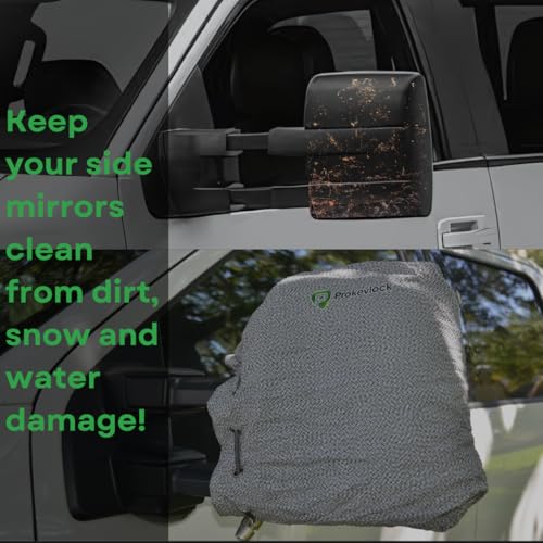 HD-MirrorLock for Heavy-Duty Trucks, Vehicle Side Mirror Covers Set, Anti-Theft Lock, UHMWPE, HPPE, 304 CRES Steel Mesh, Fits Most Pickup Trucks, Protection from Ice (16 x 14 x 6 Inches) - size: 16 X 14 X 6 Inches