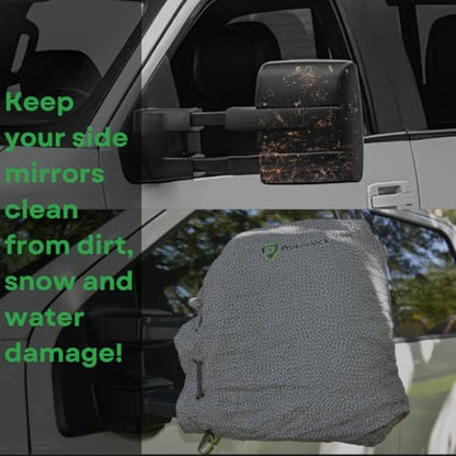 HD-MirrorLock for Heavy-Duty Trucks, Vehicle Side Mirror Covers Set, Anti-Theft Lock, UHMWPE, HPPE, 304 CRES Steel Mesh, Fits Most Pickup Trucks, Protection from Ice (16 x 14 x 6 Inches) - size: 16 X 14 X 6 Inches