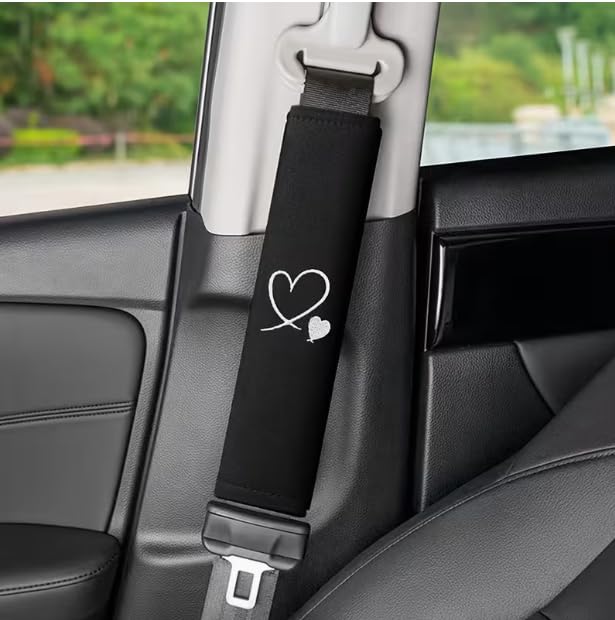 2pack Soft Seat Belt Cover Cute Print Seatbelt Pads for a More Comfortable Driving Compatible with Cars and Backpack (Black Cat) - color: Black Cat
