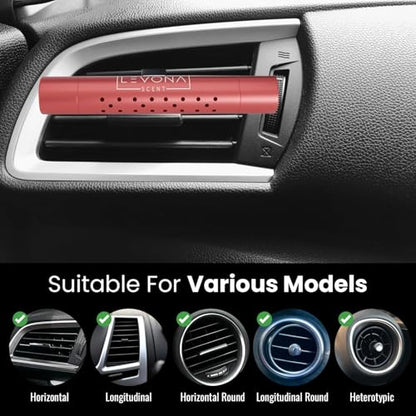 Levona Scent Car Diffuser Vent Clip: Car Air Fresheners with Perfume Essential Oil Sticks - Car Scents Accessories for Men and Women - Sleek Modern Cylindrical Design (Red) - color: Red