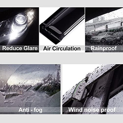Side Window Visor Vent Deflector fit for Ford F-150 2009-2014 SuperCrew/Crew Cab,4pcs Dark Smoke Outside Mount Tape On Sun Rain Guards 94155 - size: 4pcs 2009-2014 F-150 SuperCrew Cab (Outside Mount)