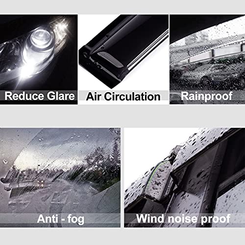 Side Window Deflector Visor Rain Guard fit for 2009-2015 Nissan Maxima,4pcs Outside Mount Tape-on Shatterproof Dark Smoke Window Shades 94100 - size: 2009-2015 Maxima