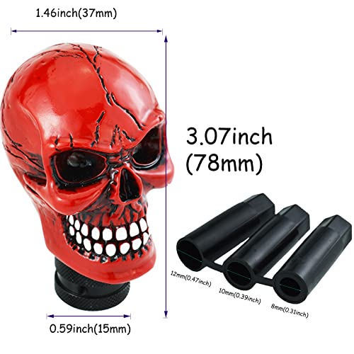 Skull Gear Speed Shift Stick Head Fit Most Cars - color: Red