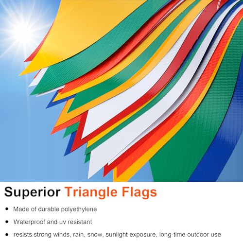 Safety Banner Flags, Perimeter Warning Flag Line, For Flagging Construction/Traffic Barrier/Parking Lot/Rooftop/Party & Special Events Multicolor 7" X 10" Pennants On 50' String - color: 50 FT