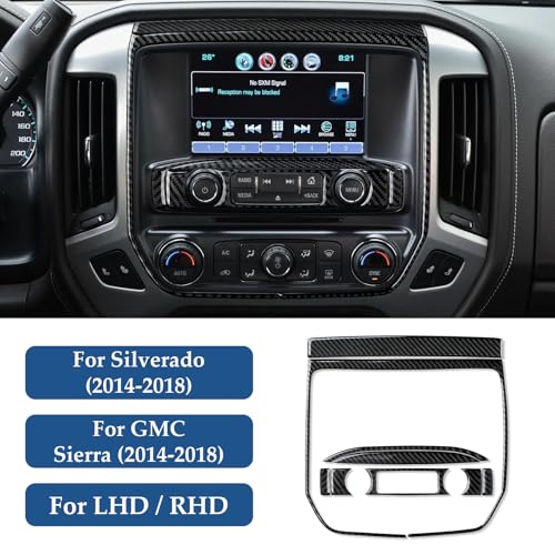 Car Carbon Fiber Decal Cover Interior Trim Central Control Panel B Sticker for Chevrolet Silverado/GMC Sierra 1500 2500HD 3500HD 2014-2018 Accessories - color: Central Control Panel B