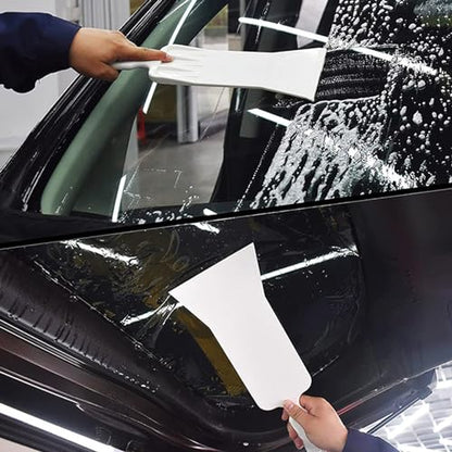 Dickno Bulldozer Squeegee, Long Handle Flat Glass Bulldozer Tint Tools, Scrubber Paddle Squeegee for Car Front Rear Windows Cleaning, Vinyl Wrap and Snow Frost Ice Removal Tool (White) - color: White