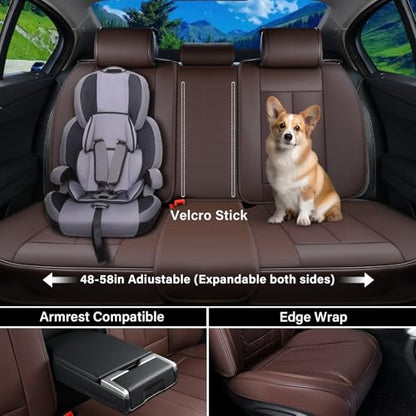 Coverado Car Seat Cover Full Set, Brown Seat Covers Front Seats Back Seat Covers, Nappa Leather Waterproof, Car Seat Cushion, Car Seat Protector Universal Fit Most Cars - color: Z-Brown, size: FullSet
