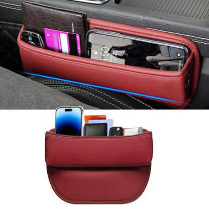 Universal Fit Premium Leather Car Seat Gap Filler Organizer, Center Console Organizer for Car SUV Truck（Burgundy, 1 Pack） - color: Burgundy，1 Pack
