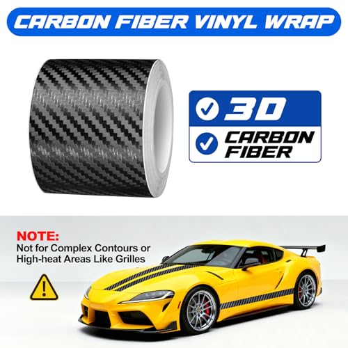Spurtar Carbon Fiber Wrap Black Vinyl Wrap for Cars, 2 Inch x 20 ft Universal Chrome Delete Dry Carbon Fiber Tape Car Door Edge Guards Vehicle Detailing Tape Overlay Vehicle Exterior Accessories - size: 2 Inch x 20 ft