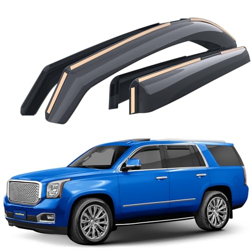 Goodyear Shatterproof in-Channel Window Deflectors for GMC Yukon 2015-2020, Rain Guards, Window Visors for Cars, Vent Deflector, Car Accessories, 4 pcs - GY008131 - color: For Yukon 15-20