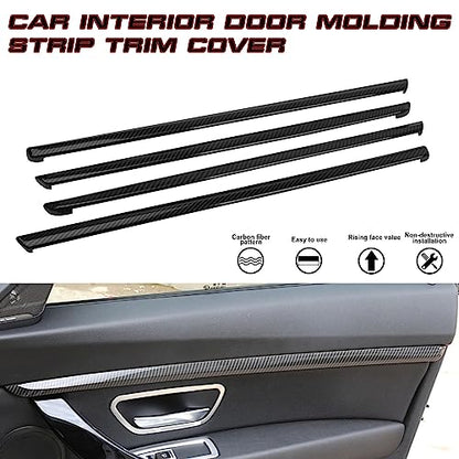 x xotic tech 4pcs Car Interior Door Molding Strip Trim Cover Compatible with BMW 3 Series F30 F31 2012 2013 2014 2015 2016 2017 2018 (Carbon Fiber Pattern) - color: Carbon Fiber Black