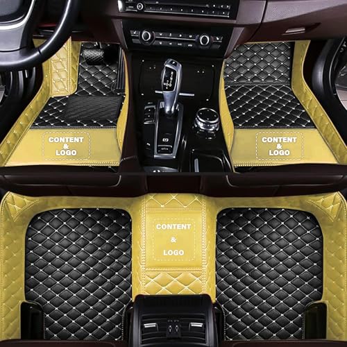 Custom Personalized Floor Mats for Cars，Luxury Full Coverage All Car Floor Mats，Anti-Slip Leather Car Mat Set ，Custom Floor Mats for 97% of Cars, Trucks & SUVs (Black with Yellow) - color: Black with Yellow