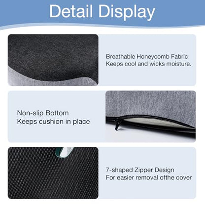 Memory Foam Seat Cushion, Chair Cushion for Office Chair, Car Seat, Relieving Pressure Tailbone Sciatica Back Pain for Long Sitting Office Workers, Car Drivers, Black