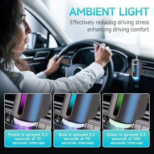Featwell Car Air Freshener, Air Freshener Diffuser Three Adjustable Modes, Aromatherapy Machine Rechargeable (Grey) - color: Grey