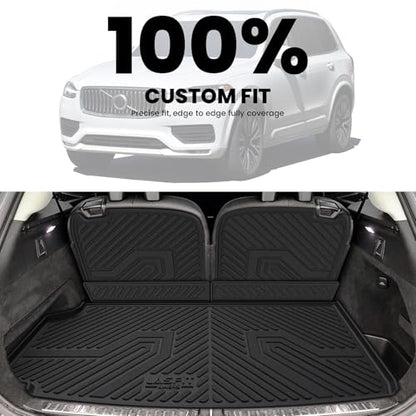 LASFIT Trunk Mat & Backrest Mat for Volvo XC90 2026-2016, All Weather TPE Custom Fit Cargo Liner for Volvo XC90 Cargo Mat, Black, Easy to Clean - size: 2016-2026|For Volvo XC90|Cargo Mats&Backrest Mats
