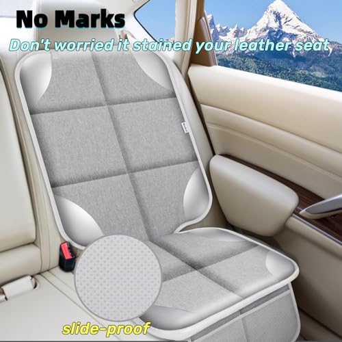 Meolsaek Car Seat Protector for Child Car Seat, Durable 600D Fabric Waterproof Car Seat Cover with Thick Pad Non-Slip Backing，No Imprints (Silver Gray-1 pc) - color: Silver Gray-1 pc