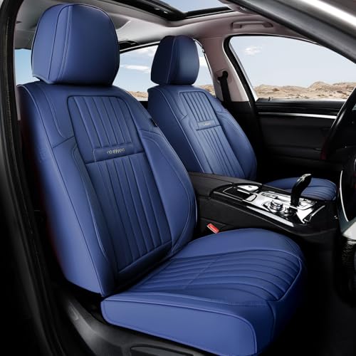 Coverado Car Seat Covers Front Seats, Seat Covers for Cars, Car Seat Protector, 2-Pack Car Seat Cushion Nappa Leather, Waterproof Seat Covers Carseat Cover Universal Fit for Most Cars Trucks(Blue) - color: Blue, size: Front