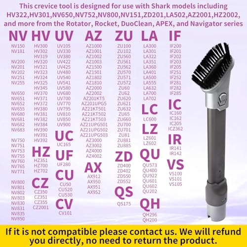 2-in-1 for Shark Crevice Tool Replacement Shark Vacuum Attachments for Rotator/Rocket/APEX Duoclean Upright Vacuum NV752 NV600 NV650 NV680 NV340 HV301 HV322 HV320 NV480 NV800 NV151 LA502 AZ2001 HZ2002 - style: 1 Pcs