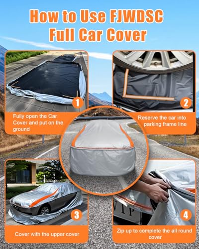 Sliver Full Enclosed Car Cover Universal Fit VW Beetle/Golf,Porsche Boxster,350z/370z,Audi TT/A3,BMW Z4,Supra A90/Integra,BRZ,RX-8,Clubman Sedan/Coupe/Hatchback/Cabrio Length 165-177 in - size: 4.For Sedan/Coupe/Hatchback Length 165-177 in