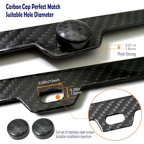 Aootf Carbon Fiber License Plate Frame- Handcrafted of 100% Real Carbon Fiber Cloth Wrap Stainless Steel Frame | Rustproof License Plate Screws with CF Screw Caps | Gloss Black 2 Holes | 1 Pack - style: 1 Pack-Wide Edge 2 Hole