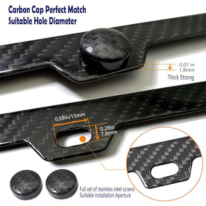 Aootf Carbon Fiber License Plate Frame- Handcrafted of 100% Real Carbon Fiber Cloth Wrap Stainless Steel Frame | Rustproof License Plate Screws with CF Screw Caps | Gloss Black 2 Holes | 1 Pack - style: 1 Pack-Wide Edge 2 Hole