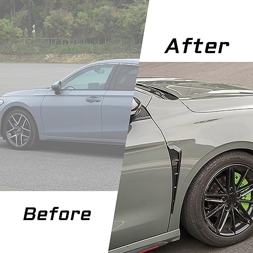 Carbon Fiber Style Car Fender Side Vents Decoration Sticker Trim ABS Material Spoiler Fender Decorative Stickers Air Flow Intake Hole Grille Auto Exterior Universal Accessories (Carbon Fiber) - size: Carbon Fiber