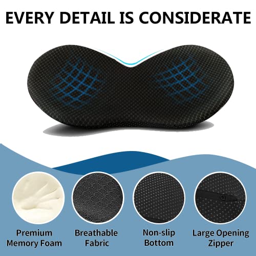Car Seat Cushion, Memory Foam Seat Pad for Sciatica and Lower Back Pain Relief, Seat Cushion for Car Seat Driver (Black) - color: Black
