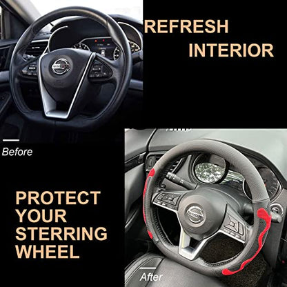 PINCTROT D Shaped Comfy Grip Steering Wheel Cover, Anti-Slip Design, Flat Bottom 14.5-15 Inch(Silicone Red) - color: 2.Red, size: D Shaped/Flat Bottom[14 1/2''-15'']