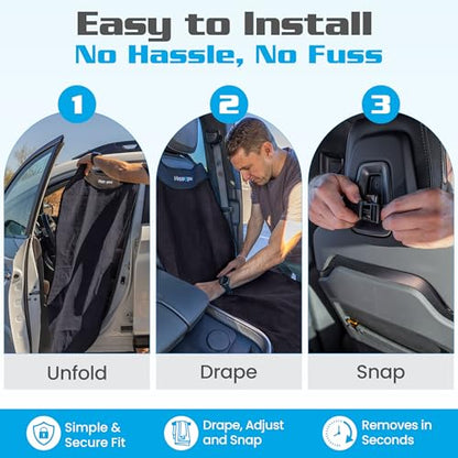 HAPPEGEAR Happeseat Waterproof Car Seat Cover & Protector – Universal Fit Car Seat Towel Cover – Non-Slip Backing, Easy Install & Storage, Machine Washable, Fits Front & Back, Black - color: Black