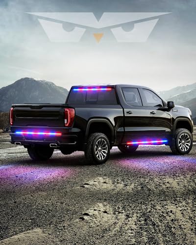 LUMENIX 49" Inch Strobe Light Strips, Back Window | Tailgate Red Blue Emergency Warning Flashing Police Double Row LED Strip Lights Bar w/Controller for Responder POV Cop Vehicles Trucks SUVs - 1PC - color: Red Blue