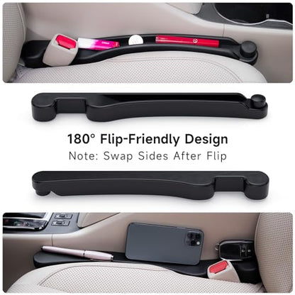 Givifive Car Seat Gap Filler Set of 2, Soft Foam Multifunctional Seat Side Gap Filler with Organizer & Hook Function, 3in1 Gap Stopper Universal Fit Car SUV Truck Fill The Gap Between Seat & Console - color: Black, size: Most Cars – Standard