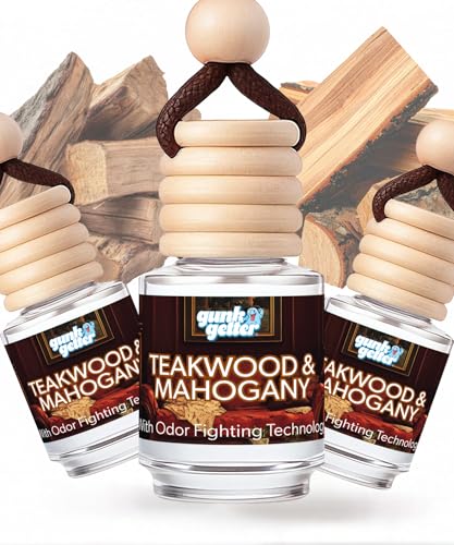Hanging Air Freshener Car Diffusers - Long Lasting Scent, Odor Eliminator, Home Essentials, Fresh car fragrance diffuser - 3 Pack- Teakwood and Mahogany