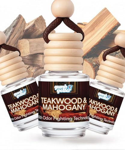 Hanging Air Freshener Car Diffusers - Long Lasting Scent, Odor Eliminator, Home Essentials, Fresh car fragrance diffuser - 3 Pack- Teakwood and Mahogany
