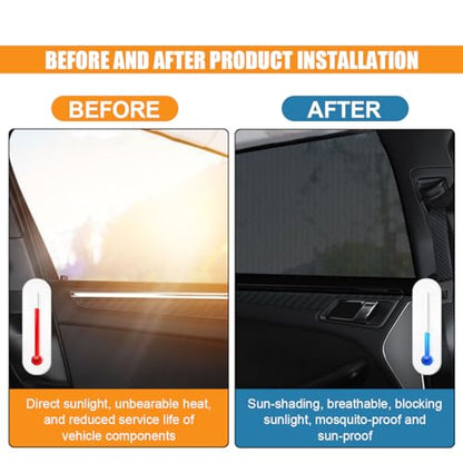 4PCS Car Side Window Sunshade, Block UV Rays Car Privacy Protector, Reuseable Static Cling Film Stickers, Washable Car Window Shade for Baby, Window Tint for Most Vehicles