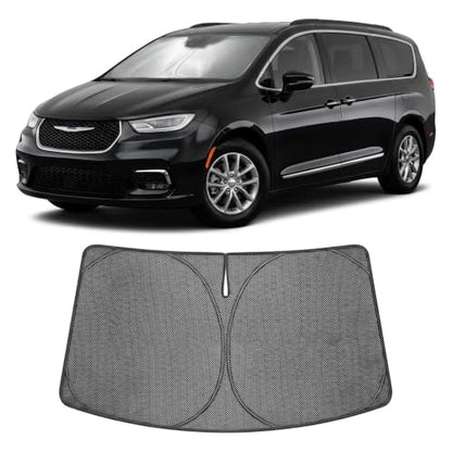 Proadsy Windshield Sun Shade Custom Fit Chrysler Pacifica Minivan 2017-2026 Ice Crystal Black Front Window Sunshade UV and Heat Blocker Foldable Visor Keeps Car Cooler for Summer Parking and Daily Use - size: 2017-2026 Chrysler Pacifica Minivan