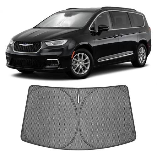 Proadsy Windshield Sun Shade Custom Fit Chrysler Pacifica Minivan 2017-2026 Ice Crystal Black Front Window Sunshade UV and Heat Blocker Foldable Visor Keeps Car Cooler for Summer Parking and Daily Use - size: 2017-2026 Chrysler Pacifica Minivan
