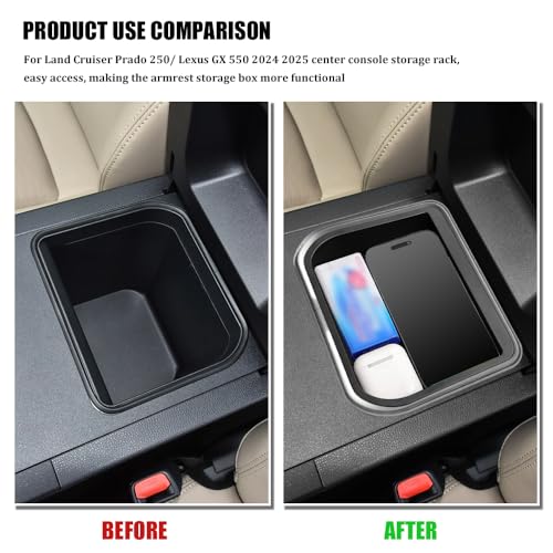 Center Console Cool Box Organizer, Armrest Storage Box Insert, Plastic Center Console Cooler Storage Box, Center Console Armrest Storage Box Tray for Toyota Land Cruiser Prado 250/ Lexus GX 550