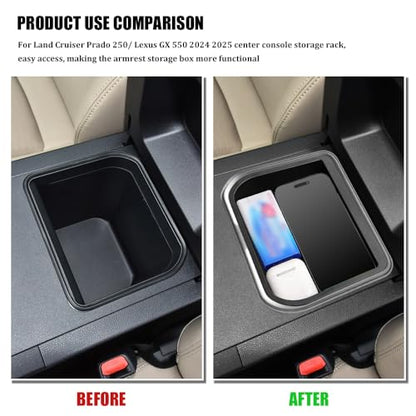 Center Console Cool Box Organizer, Armrest Storage Box Insert, Plastic Center Console Cooler Storage Box, Center Console Armrest Storage Box Tray for Toyota Land Cruiser Prado 250/ Lexus GX 550