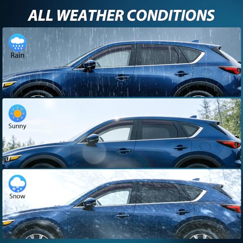 Nilight in-Channel Rain Guards Compatible with Mazda CX-5 2017-2025, Light Smoky Blue Vent Visors, Durable Window Deflectors for Fresh Air Circulation, 4PCS - color: Mazda CX-5 2017-2025
