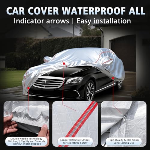 Car Cover Waterproof All Weather for Mercedes-Benz S-Class 2006-2025,All-Around Fastening and 4 Upgrades, 30s Quick-Install for Car Cover - size: 4（for Mercedes S-Class）