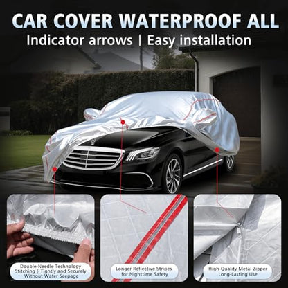 Car Cover Waterproof All Weather for Mercedes-Benz S-Class 2006-2025,All-Around Fastening and 4 Upgrades, 30s Quick-Install for Car Cover - size: 4（for Mercedes S-Class）
