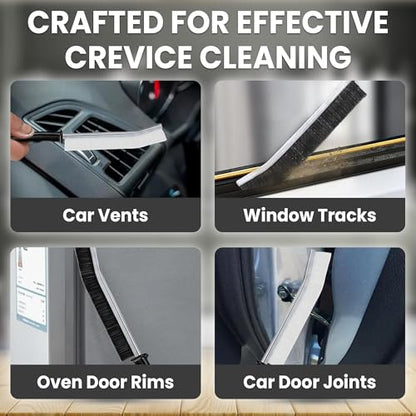 Crevice Cleaning Brush Set – 3Pcs Hard Bristle Cleaning Tools (2 Black & 1 White) for Grout, Tile Floors, Gaps & Narrow Spaces – Small Grout Scrub Brush for Bathroom, Shower, Window Tracks, Kitchen - size: Pack of 3 - Black & White