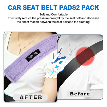 SPRING SEAON Fluffy Auto Seat Belt Cover Pad Soft Universal Car Seat Belt Covers Seat Beat Strap Pad for Shoulder Pad Neck Cushion Protector Car Accessories 2 PCS Purple - color: Purple