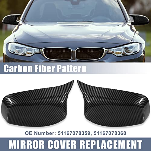 X AUTOHAUX Pair Car Exterior Rear View Mirror Covers Cap Replacement for BMW 5 Series E60 E61 E63 E64 2004-2007 Carbon Fiber Pattern - color: Black Carbon Fiber