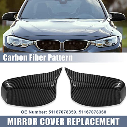 X AUTOHAUX Pair Car Exterior Rear View Mirror Covers Cap Replacement for BMW 5 Series E60 E61 E63 E64 2004-2007 Carbon Fiber Pattern - color: Black Carbon Fiber